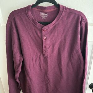 L.L. Bean unshrinkable mini waffle Henley long sleeve in deep wine heather